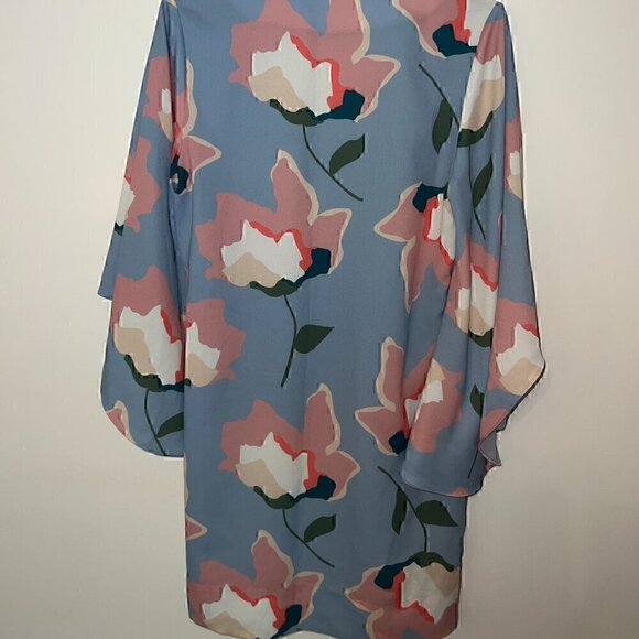 Crosby by Mollie Burch Lined Dress Bell Sleeves Flowers Blue - size S - Picture 5 of 5